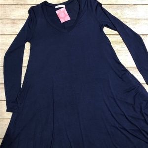 Reborn J Navy Swing Dress Long Sleeve Small